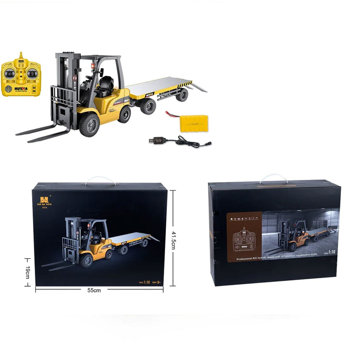Ride On Cars: Huina 1/10 RC ForkLift Industrial Construction Engineering Vehicle Toy Trailer