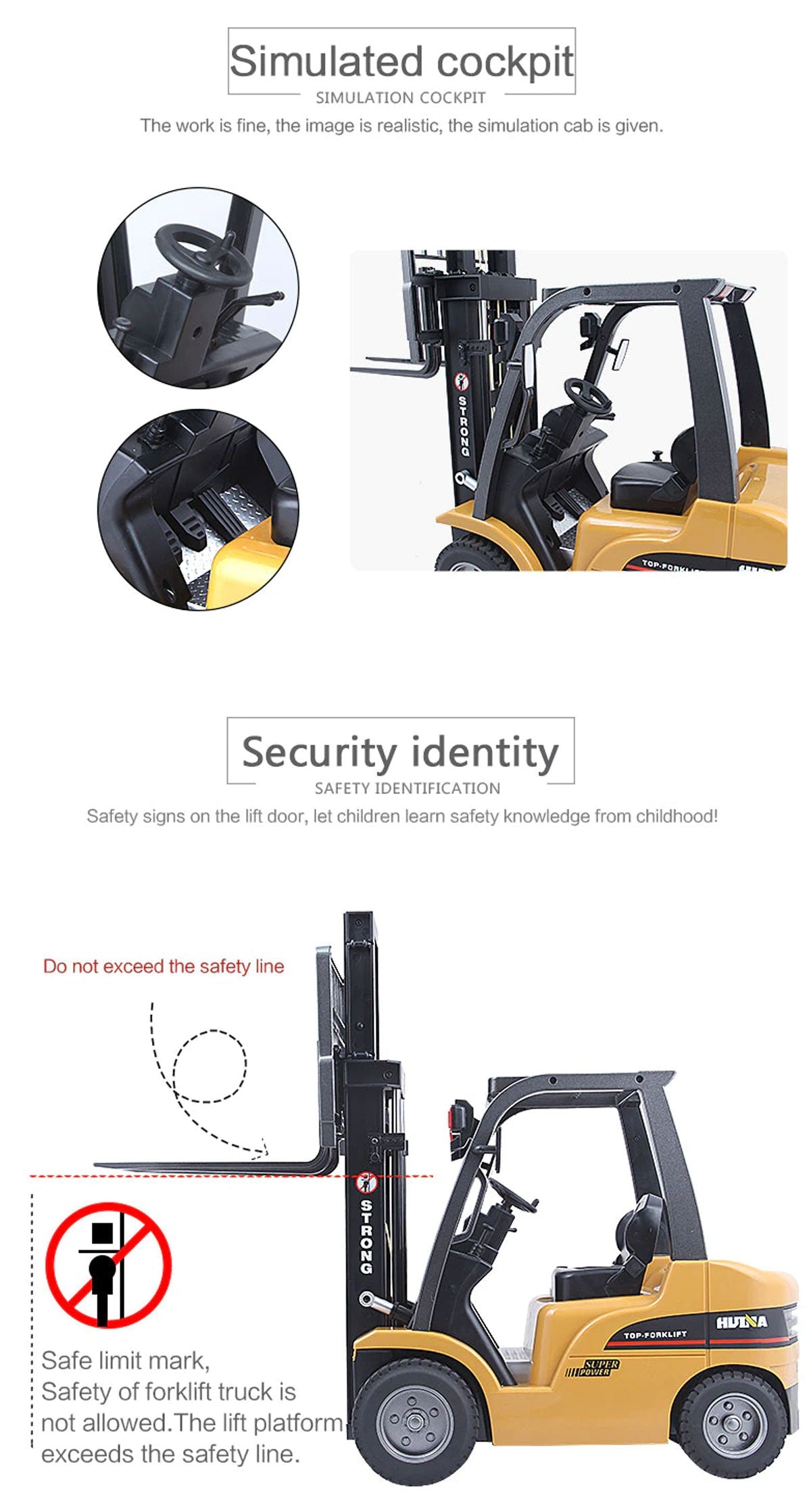 Ride On Cars: Huina 1/10 RC 8CH ForkLift Excavator Industrial Construction Engineering Vehicle Truck Kids Adult Toys alloy