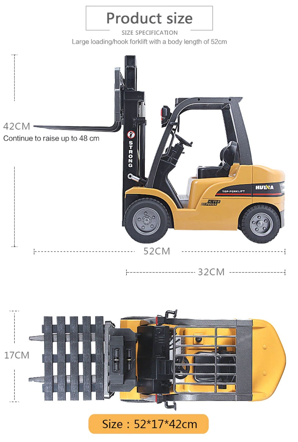 Ride On Cars: Huina 1/10 RC 8CH ForkLift Excavator Industrial Construction Engineering Vehicle Truck Kids Adult Toys alloy