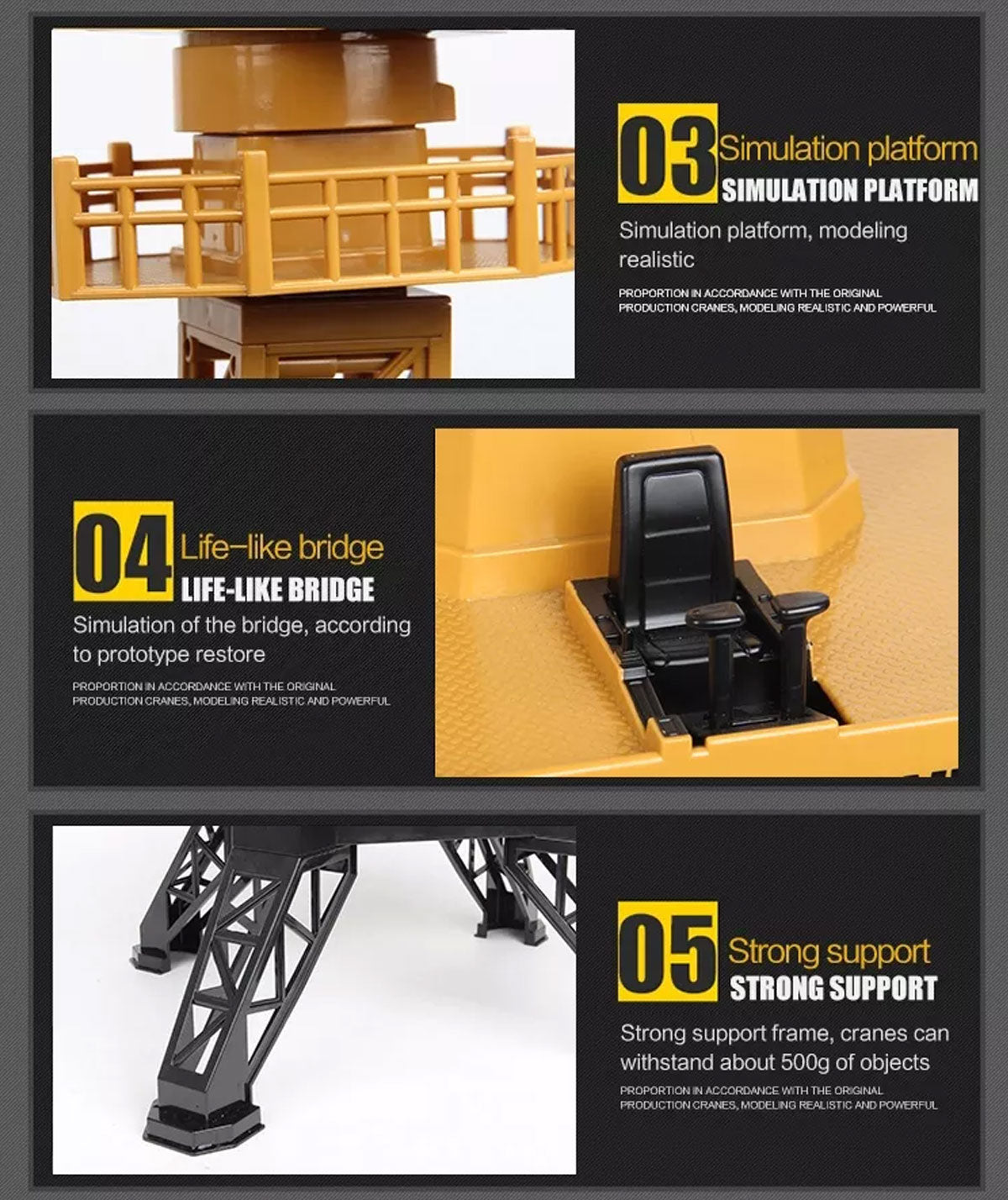 Ride On Cars: HUINA 1/14 12CH RC Alloy Tower Crane Engineering Construction Vehicle Toy Kids Car