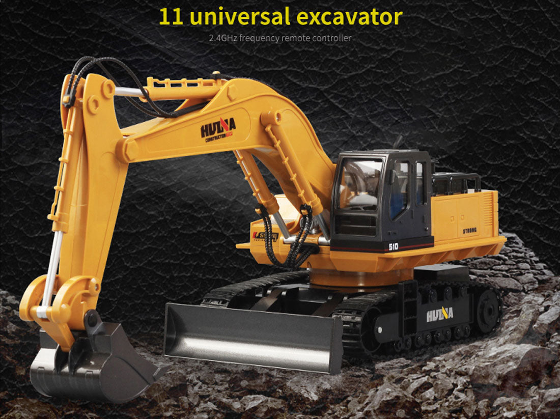Ride On Cars: HUINA 1/16 11CH RC Alloy Excavator Construction Engineering Digger Vehicle Toy