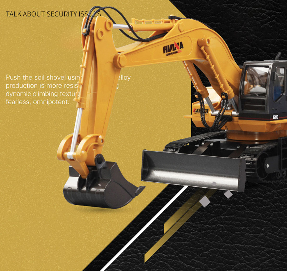 Ride On Cars: HUINA 1/16 11CH RC Alloy Excavator Construction Engineering Digger Vehicle Toy