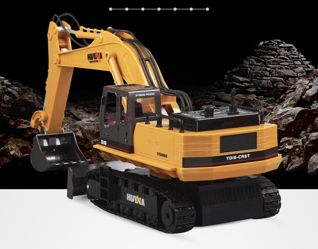 Ride On Cars: HUINA 1/16 11CH RC Alloy Excavator Construction Engineering Digger Vehicle Toy