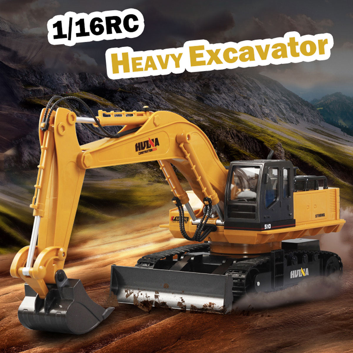 Ride On Cars: HUINA 1/16 11CH RC Alloy Excavator Construction Engineering Digger Vehicle Toy