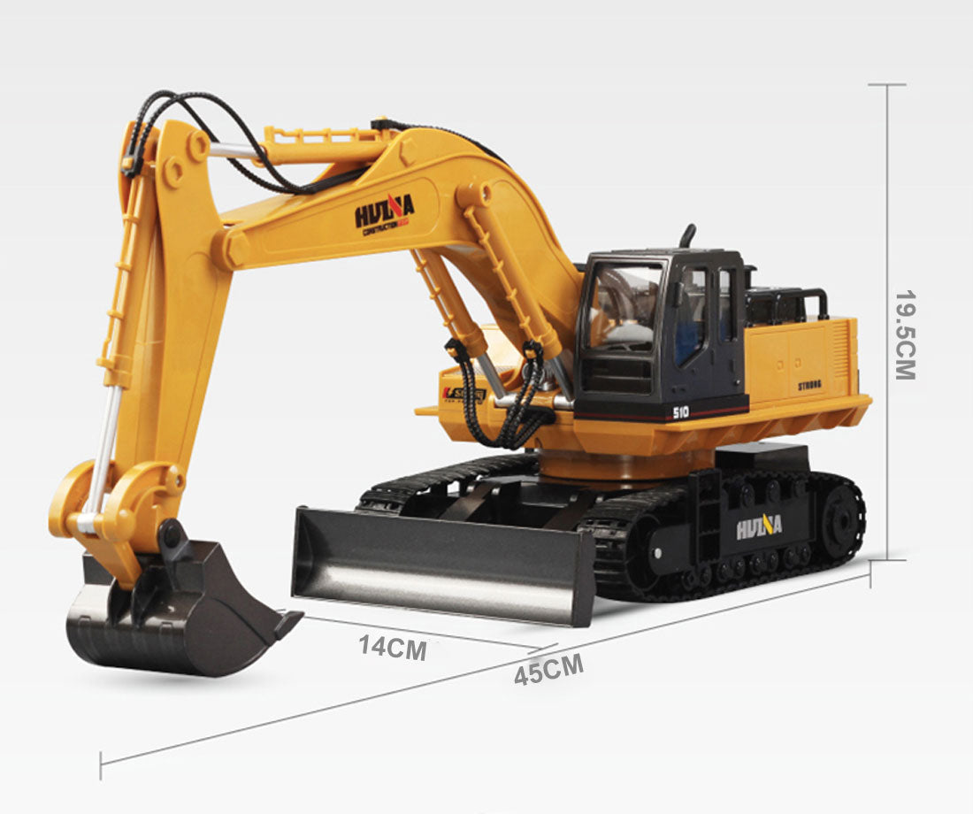 Ride On Cars: HUINA 1/16 11CH RC Alloy Excavator Construction Engineering Digger Vehicle Toy