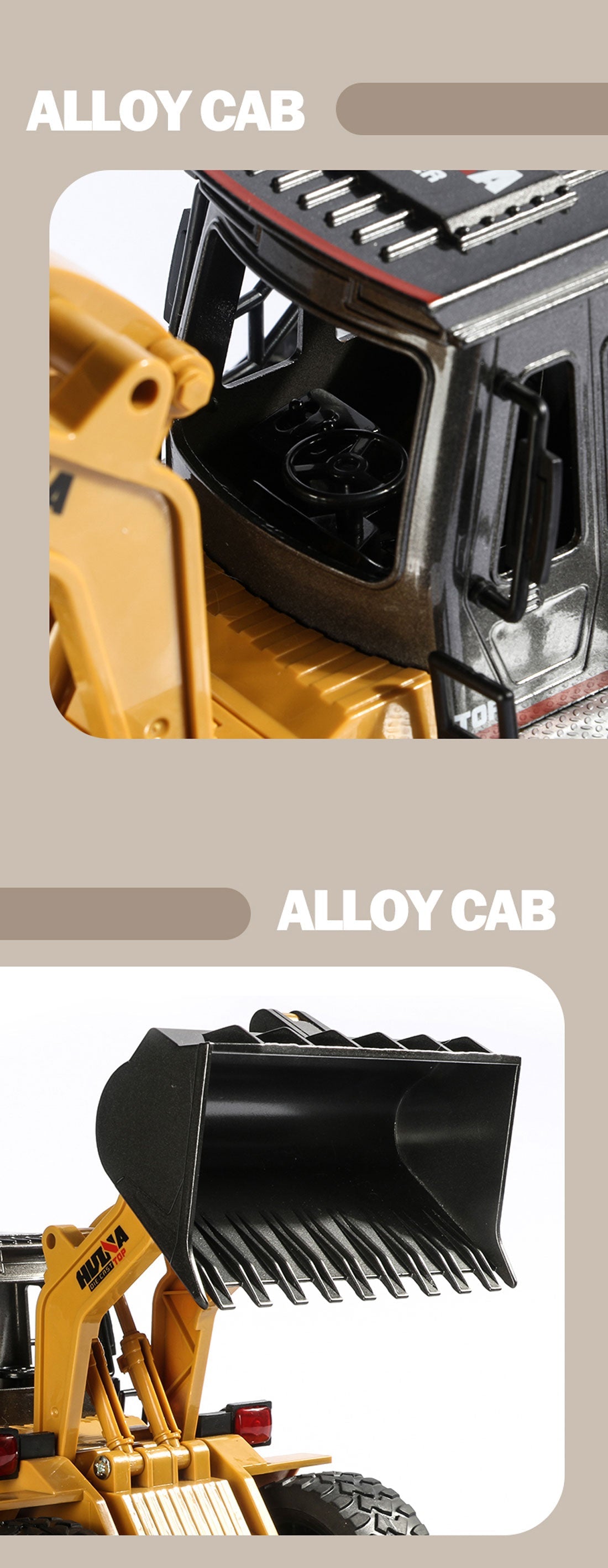 Ride On Cars: HUINA 1/18 6CH RC Alloy Construction Loader Bulldozer Engineering Vehicle Toy