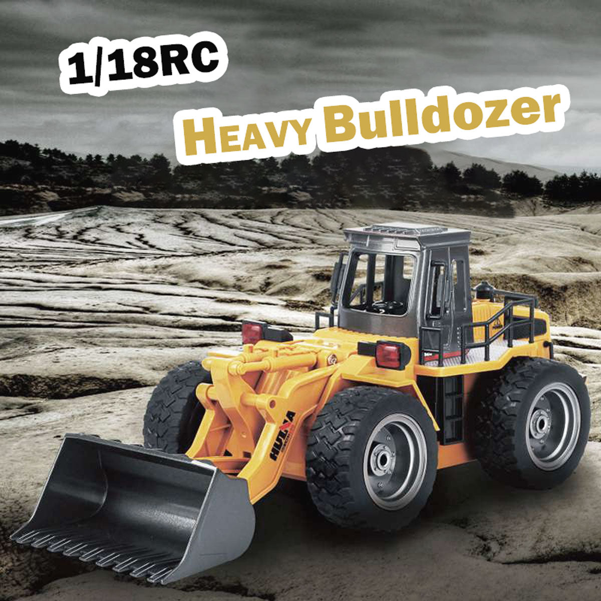 Ride On Cars: HUINA 1/18 6CH RC Alloy Construction Loader Bulldozer Engineering Vehicle Toy