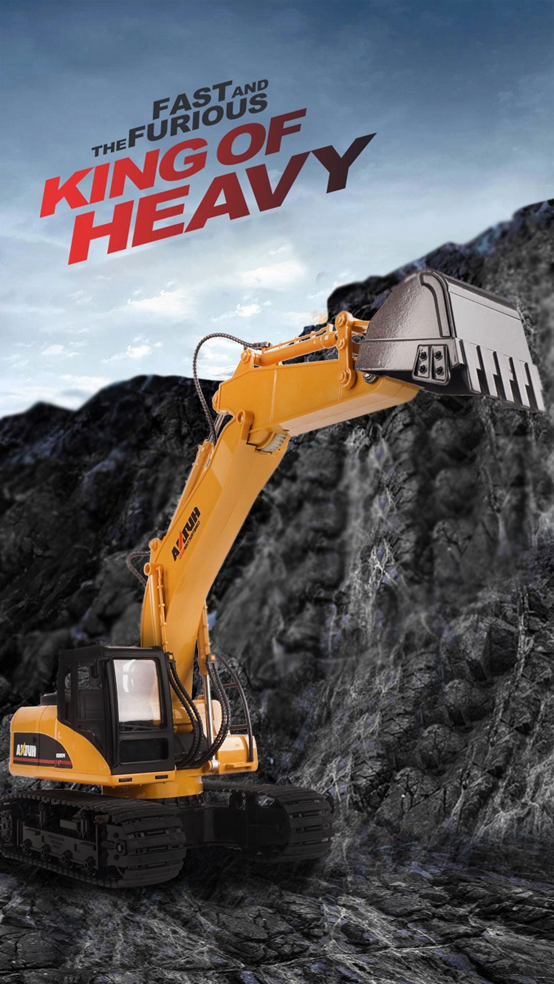 Ride On Cars: HUINA 1/14 15CH RC Alloy Excavator Construction Engineering Vehicle Digger Toy Gift
