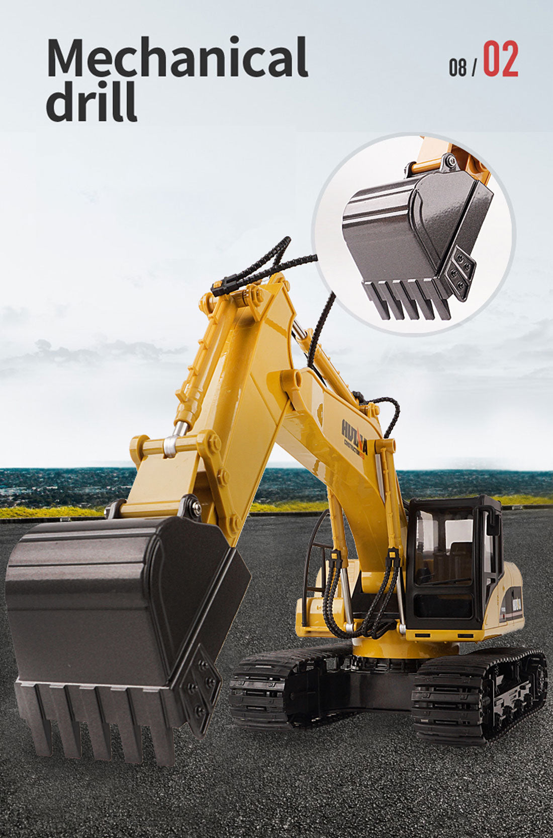 Ride On Cars: HUINA 1/14 15CH RC Alloy Excavator Construction Engineering Vehicle Digger Toy Gift