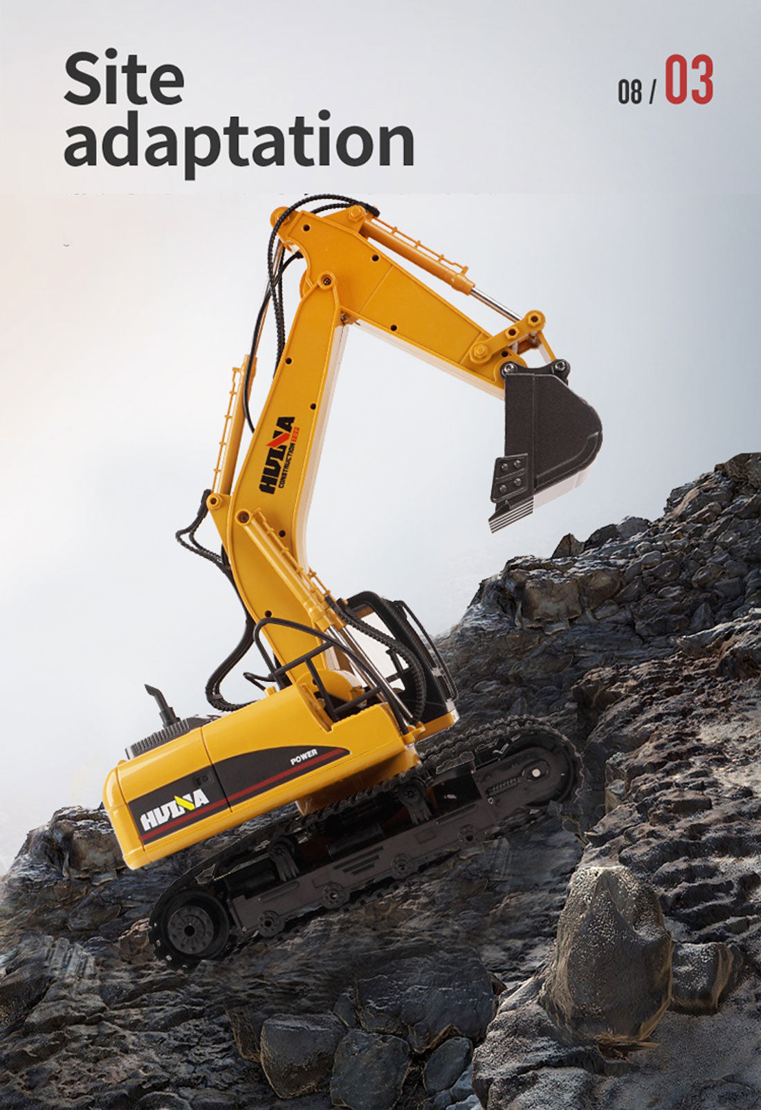 Ride On Cars: HUINA 1/14 15CH RC Alloy Excavator Construction Engineering Vehicle Digger Toy Gift