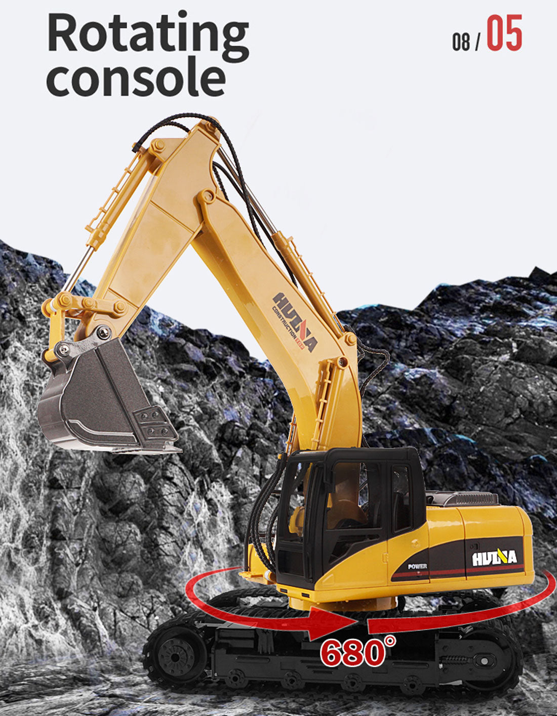 Ride On Cars: HUINA 1/14 15CH RC Alloy Excavator Construction Engineering Vehicle Digger Toy Gift