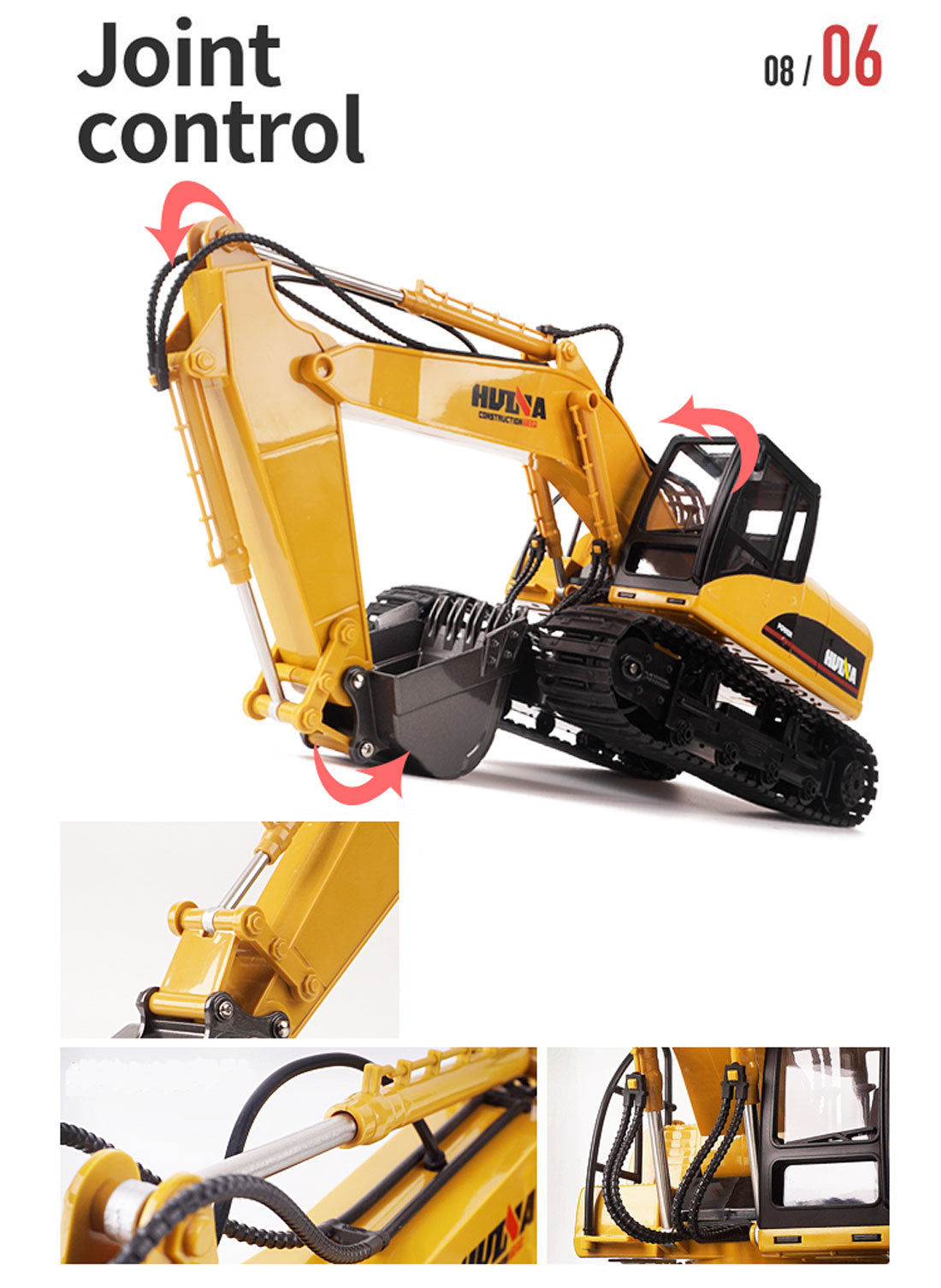 Ride On Cars: HUINA 1/14 15CH RC Alloy Excavator Construction Engineering Vehicle Digger Toy Gift