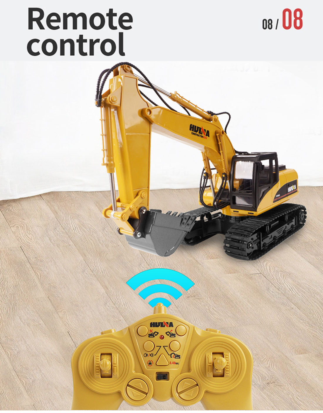 Ride On Cars: HUINA 1/14 15CH RC Alloy Excavator Construction Engineering Vehicle Digger Toy Gift