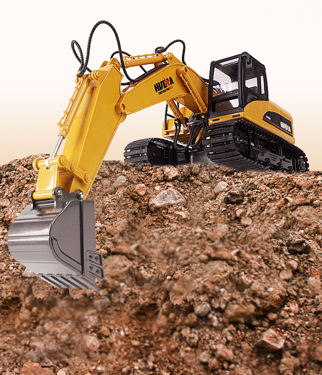 Ride On Cars: HUINA 1/14 15CH RC Alloy Excavator Construction Engineering Vehicle Digger Toy Gift