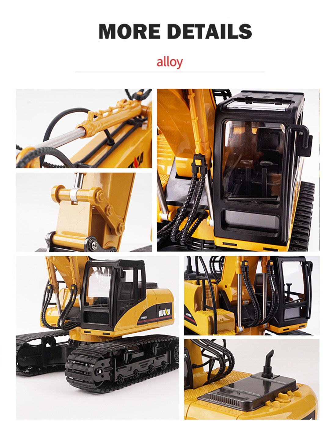 Ride On Cars: HUINA 1/14 15CH RC Alloy Excavator Construction Engineering Vehicle Digger Toy Gift