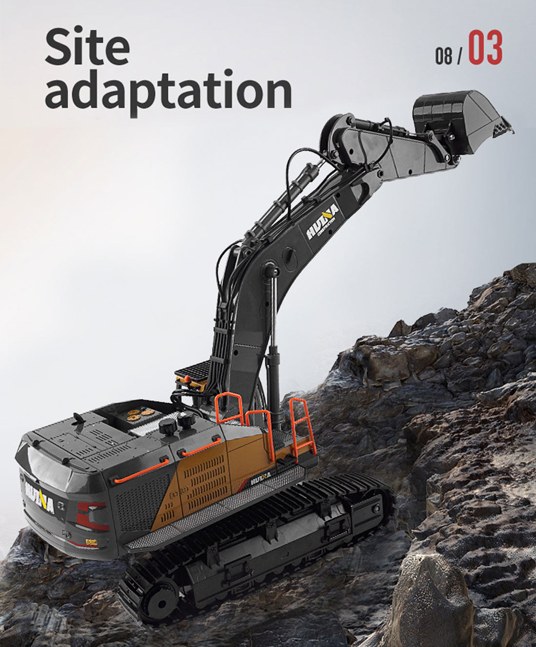 Ride On Cars: HUINA 1/14 22CH RC Alloy Excavator Construction Engineering Vehicle Toy Gift