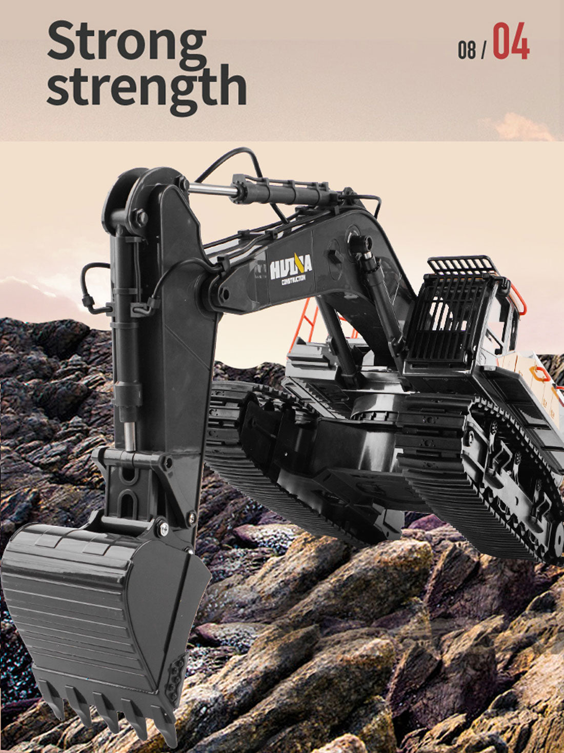 Ride On Cars: HUINA 1/14 22CH RC Alloy Excavator Construction Engineering Vehicle Toy Gift