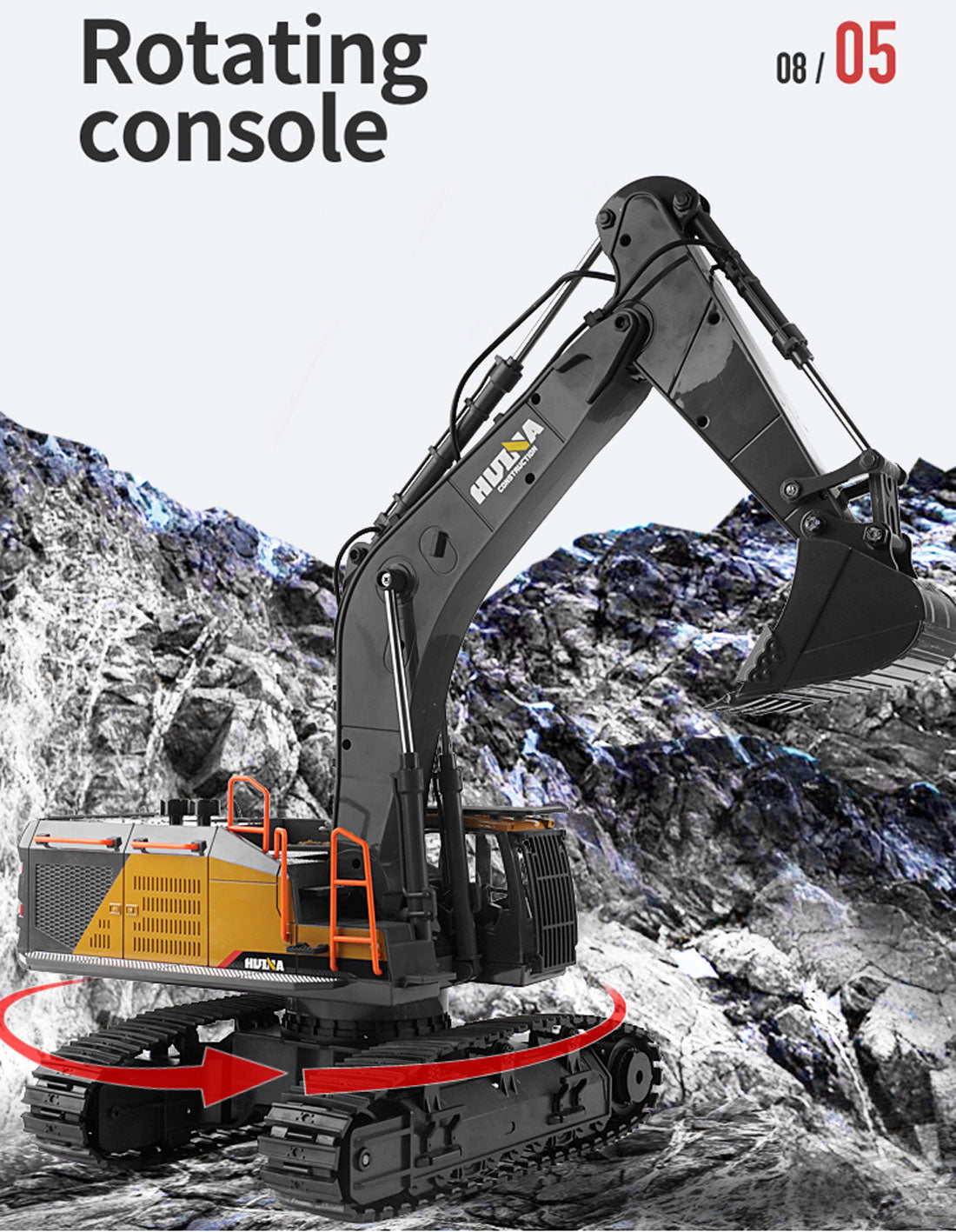 Ride On Cars: HUINA 1/14 22CH RC Alloy Excavator Construction Engineering Vehicle Toy Gift
