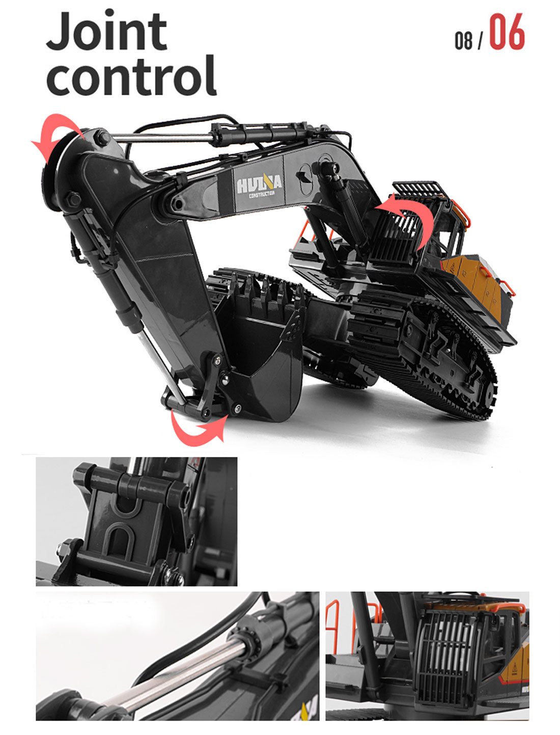 Ride On Cars: HUINA 1/14 22CH RC Alloy Excavator Construction Engineering Vehicle Toy Gift
