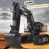 Ride On Cars: HUINA 1/14 22CH RC Alloy Excavator Construction Engineering Vehicle Toy Gift