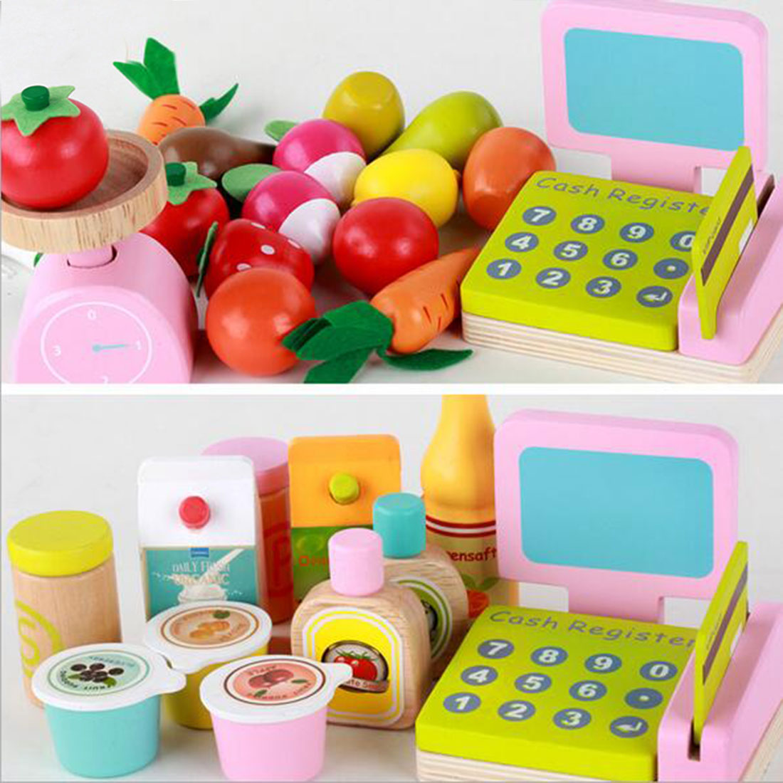 Pretend Play: Kids Wooden Toy Pretend Play Marketplace Stand Fruit Veg Shop Stall Supermarket