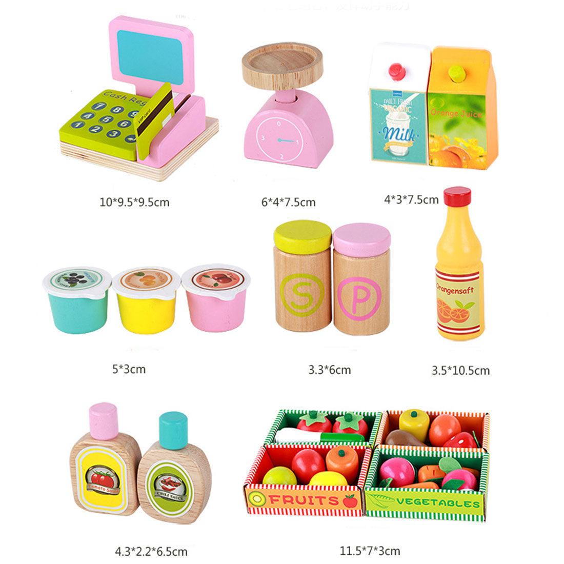 Pretend Play: Kids Wooden Toy Pretend Play Marketplace Stand Fruit Veg Shop Stall Supermarket