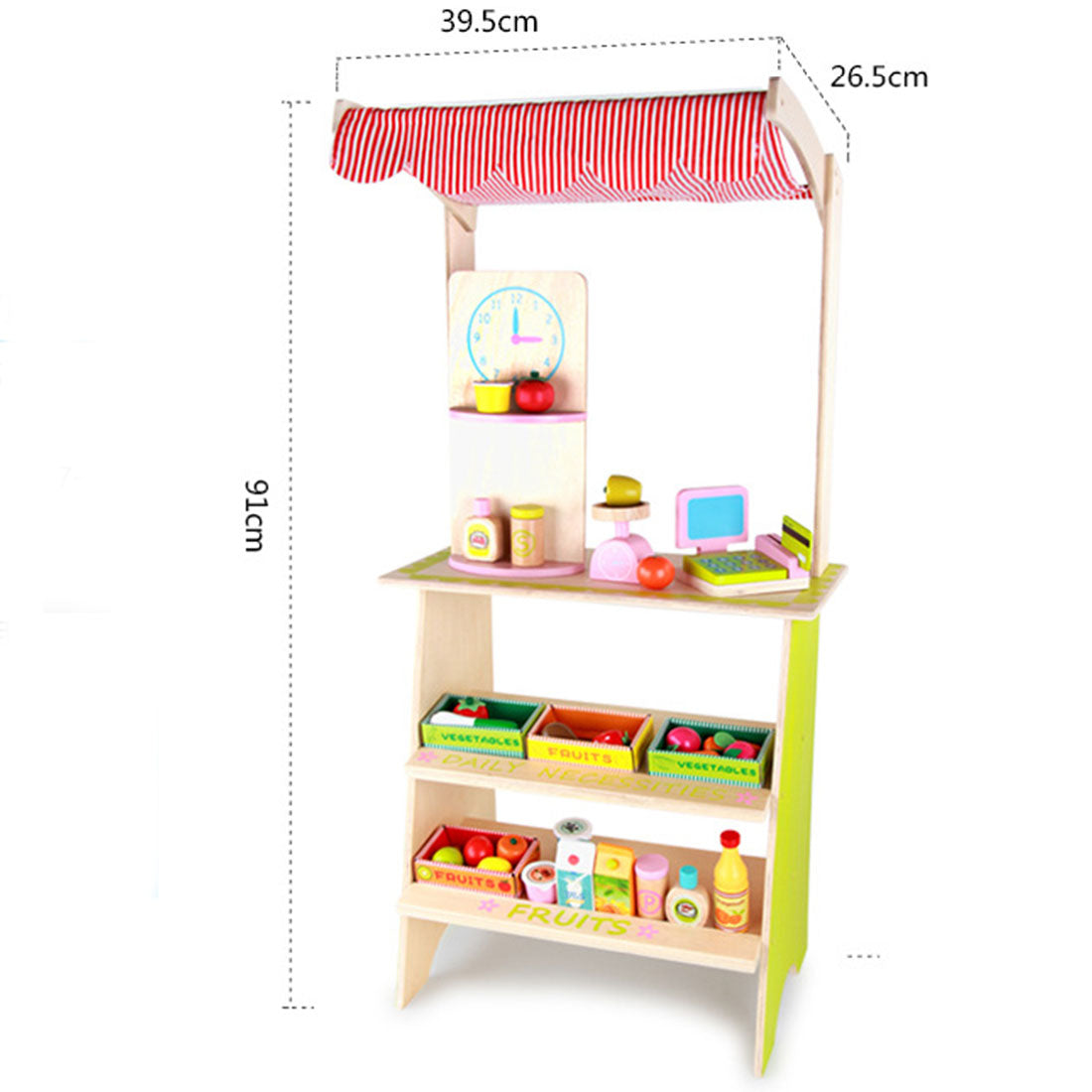 Pretend Play: Kids Wooden Toy Pretend Play Marketplace Stand Fruit Veg Shop Stall Supermarket