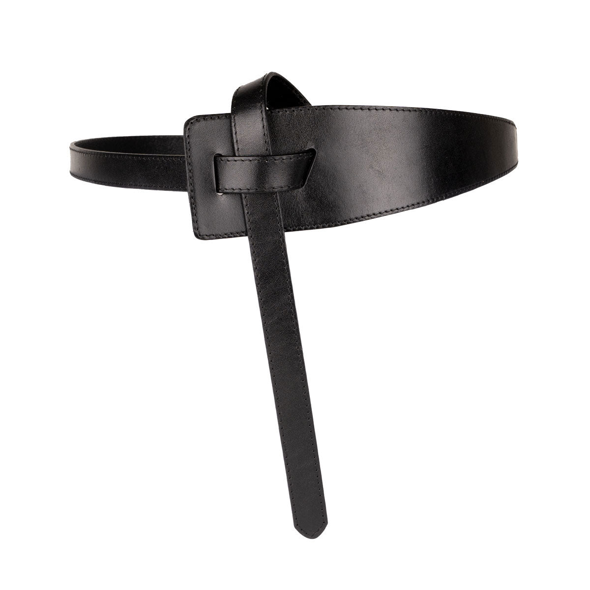 Women's Accessories: Peroz Ivy Women's Black Leather Knot Belt