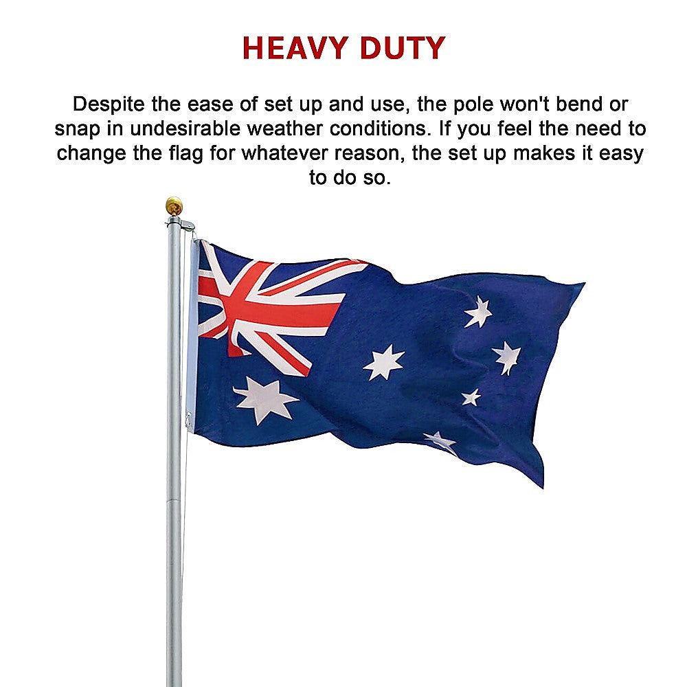 Canopies & Gazebos: 6.0m Flag Pole Full Set / Kit w Australian Flag