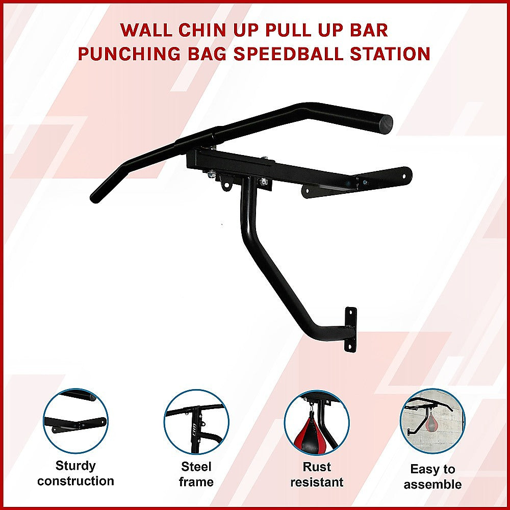 Boxing & Martial Arts: Wall Chin Up & Pull Up Bar with Punching Bag and Speedball Station Combo