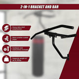 Boxing & Martial Arts: Wall Chin Up & Pull Up Bar with Punching Bag and Speedball Station Combo