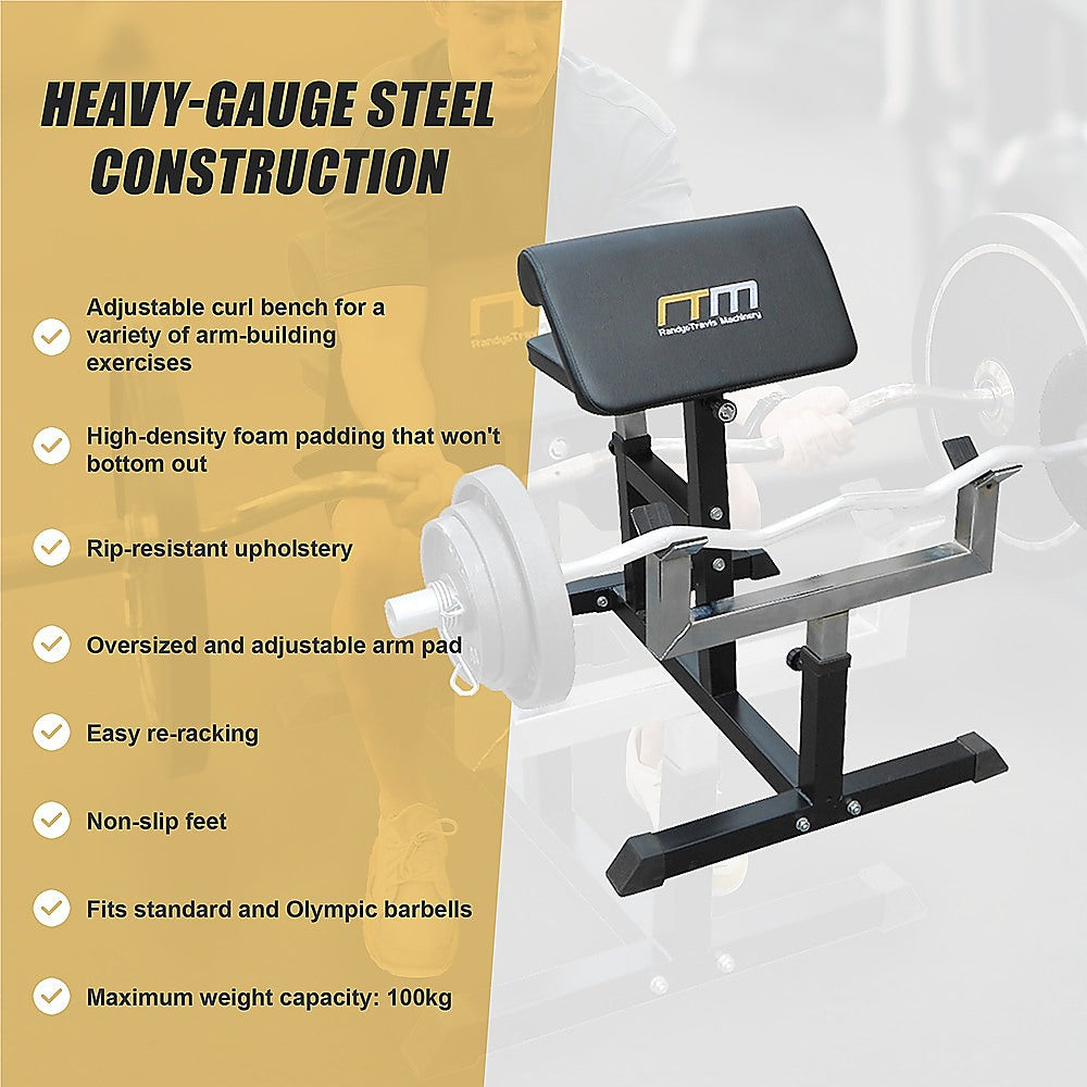 Gym Equipment & Accessories: Preacher Curl Bench  Commercial Weight Bench for Bicep and Arm Workouts