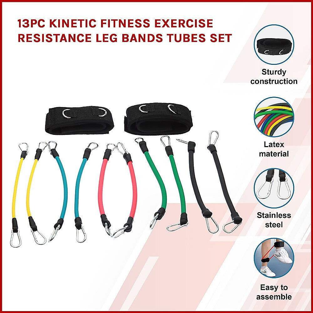 Gym Equipment & Accessories: 13PC Resistance Bands Set  Fitness Exercise Tubes with Handles & Leg Bands