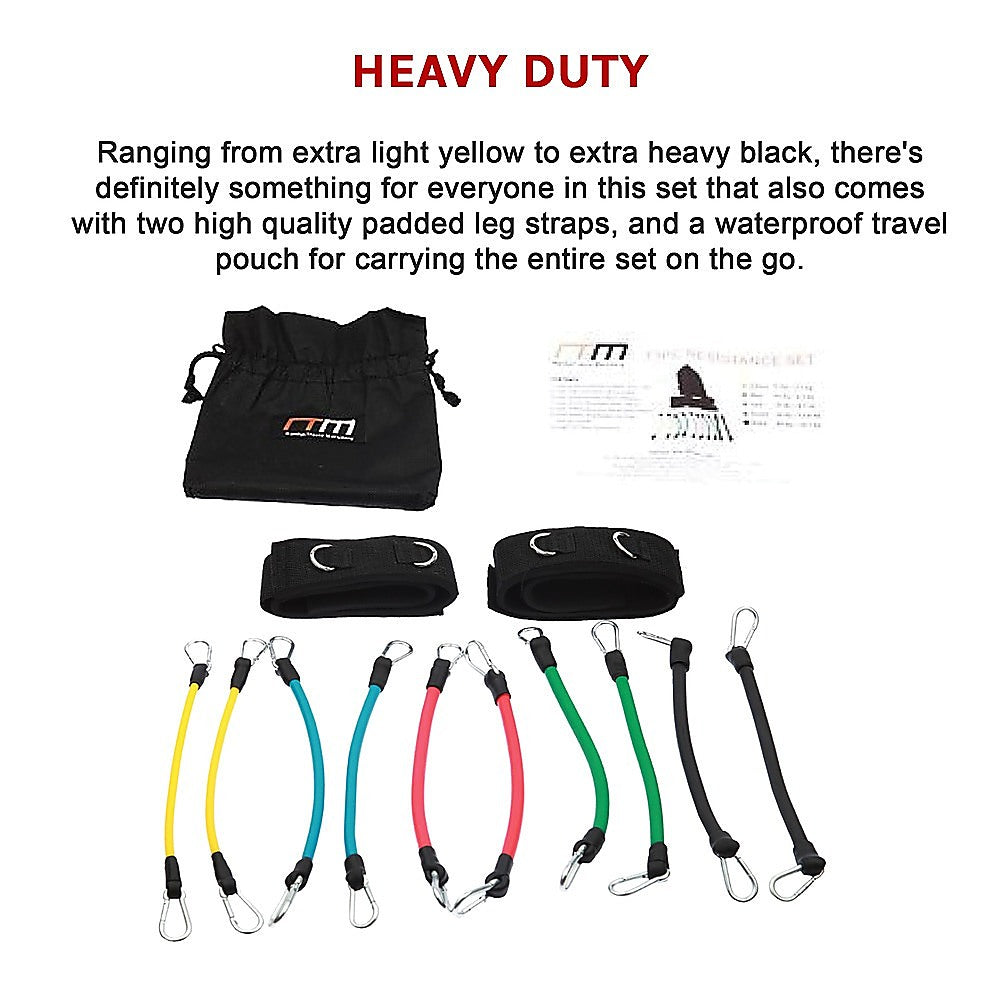 Gym Equipment & Accessories: 13PC Resistance Bands Set  Fitness Exercise Tubes with Handles & Leg Bands