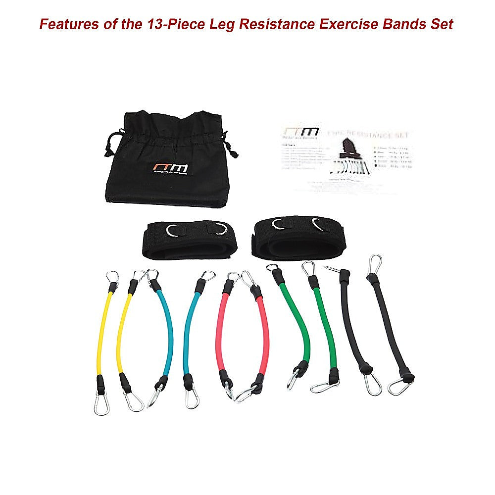 Gym Equipment & Accessories: 13PC Resistance Bands Set  Fitness Exercise Tubes with Handles & Leg Bands