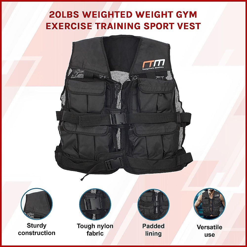 Weightlifting Machines & Racks: 20LBS Weighted Weight Gym Exercise Training Sport Vest