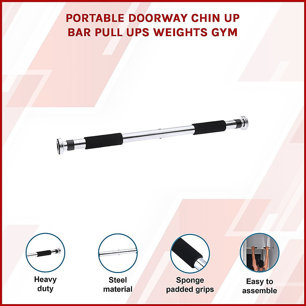 Gym Equipment & Accessories: Portable Doorway Chin Up Bar  Pull Up & Upper Body Training Home Gym