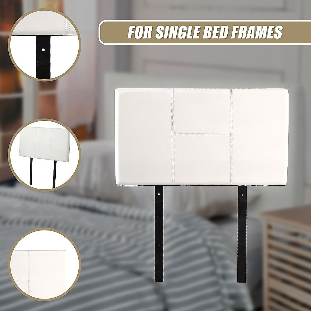 Headboards: PU Leather Single Bed Headboard Bedhead - White
