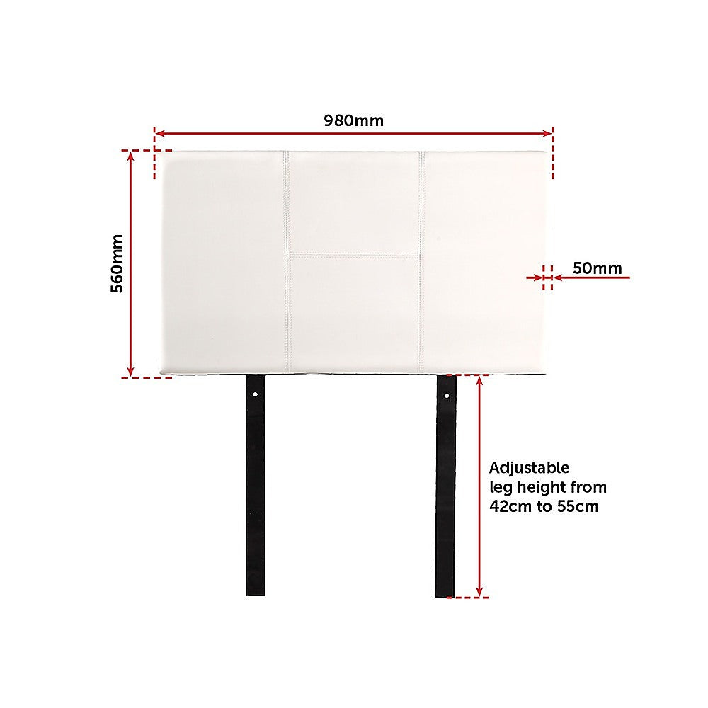 Headboards: PU Leather Single Bed Headboard Bedhead - White