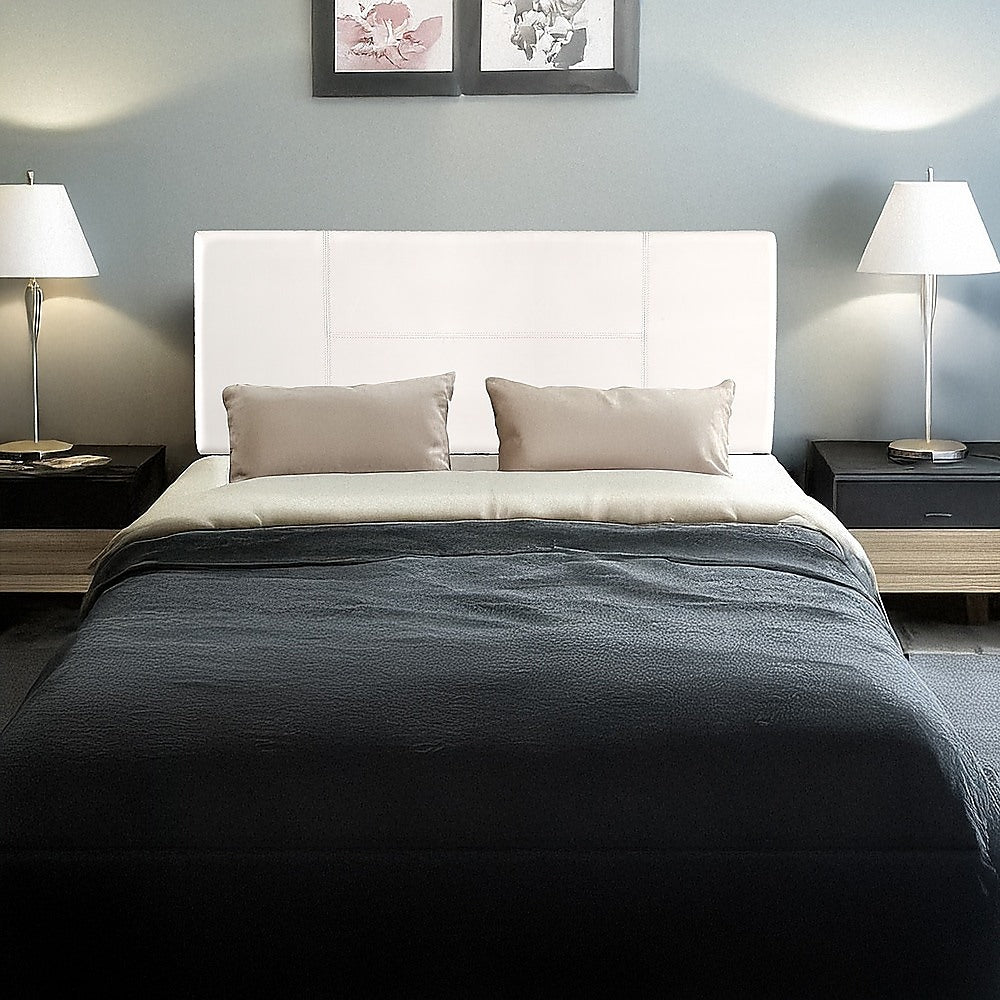 Headboards: PU Leather Double Bed Headboard Bedhead - White