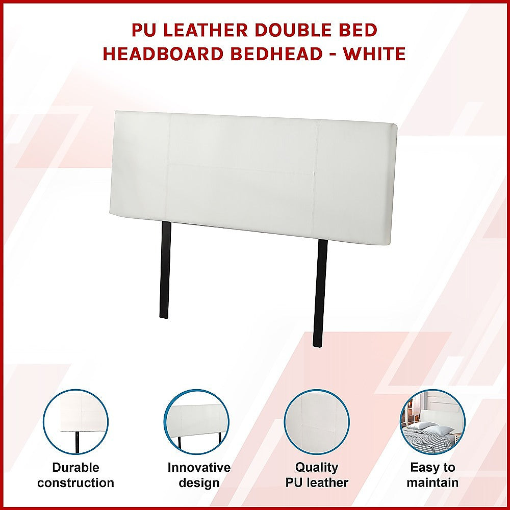 Headboards: PU Leather Double Bed Headboard Bedhead - White