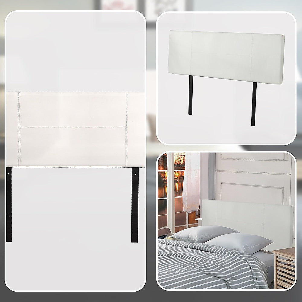Headboards: PU Leather Double Bed Headboard Bedhead - White