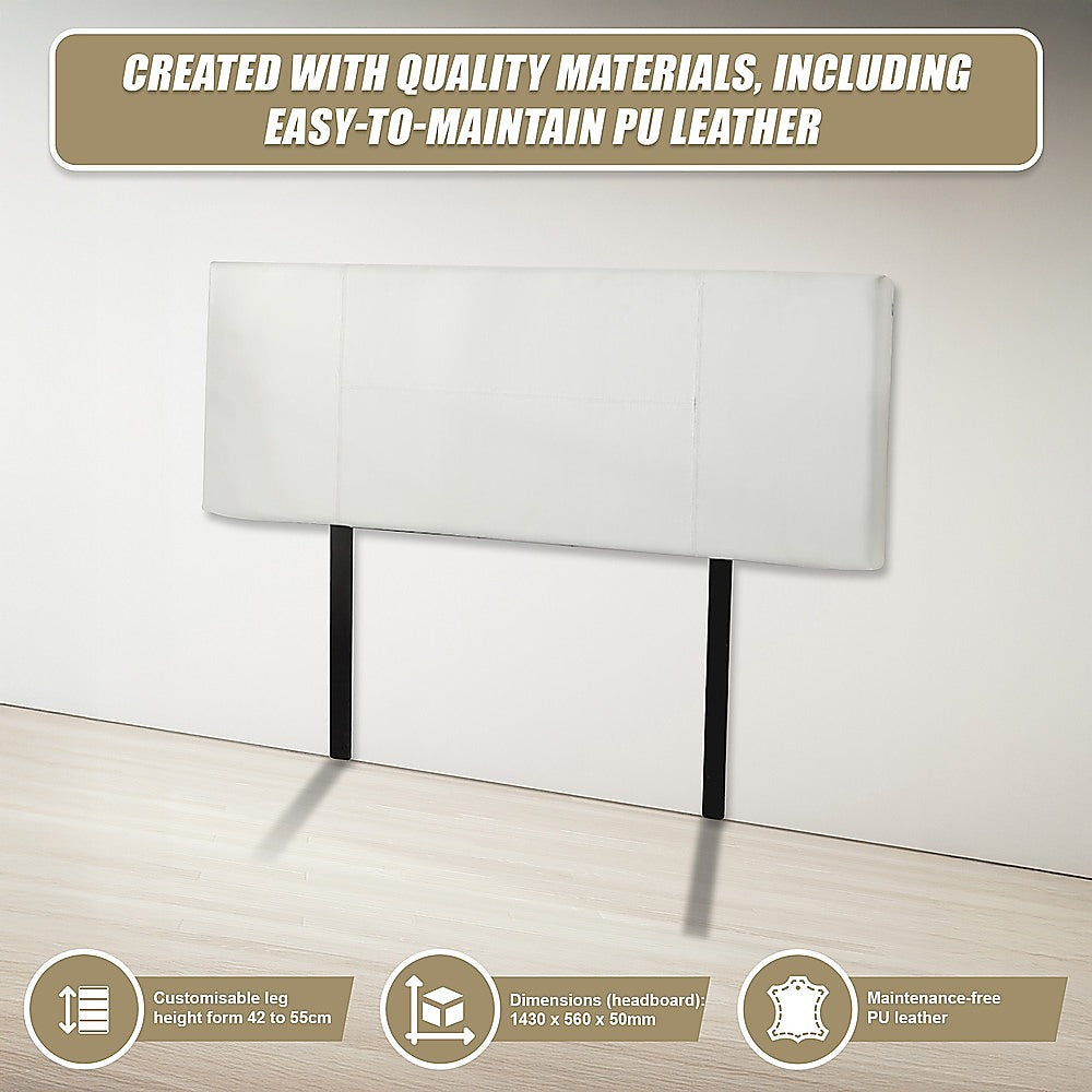 Headboards: PU Leather Double Bed Headboard Bedhead - White