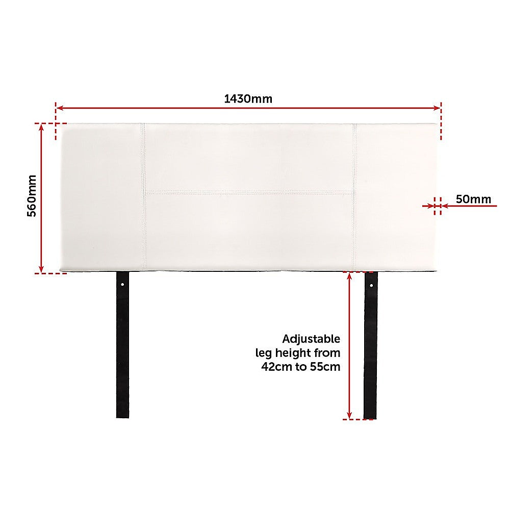 Headboards: PU Leather Double Bed Headboard Bedhead - White