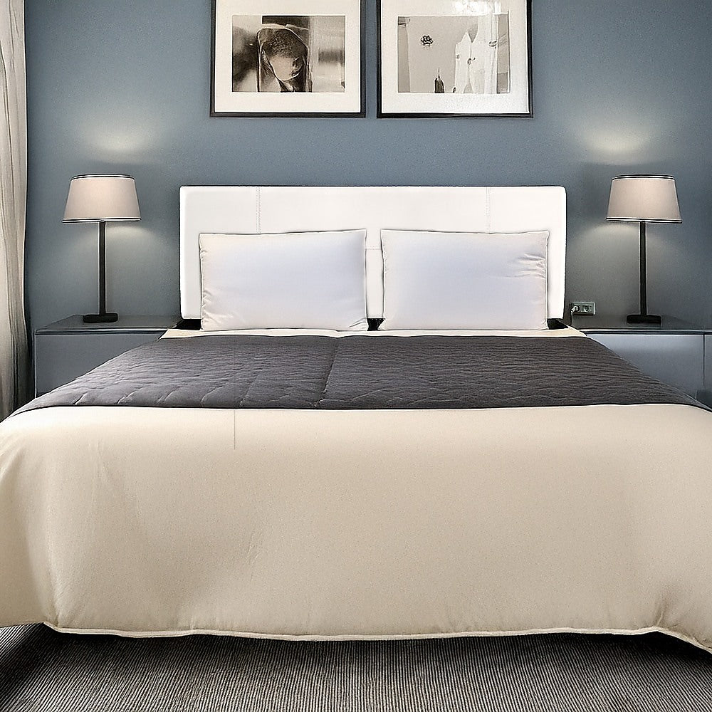 Headboards: PU Leather Queen Bed Headboard Bedhead - White