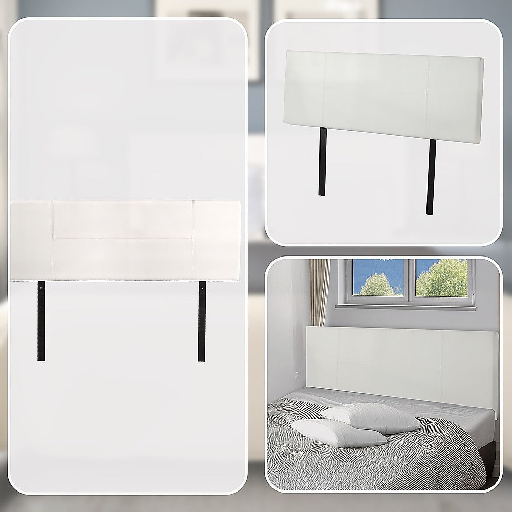 Headboards: PU Leather Queen Bed Headboard Bedhead - White