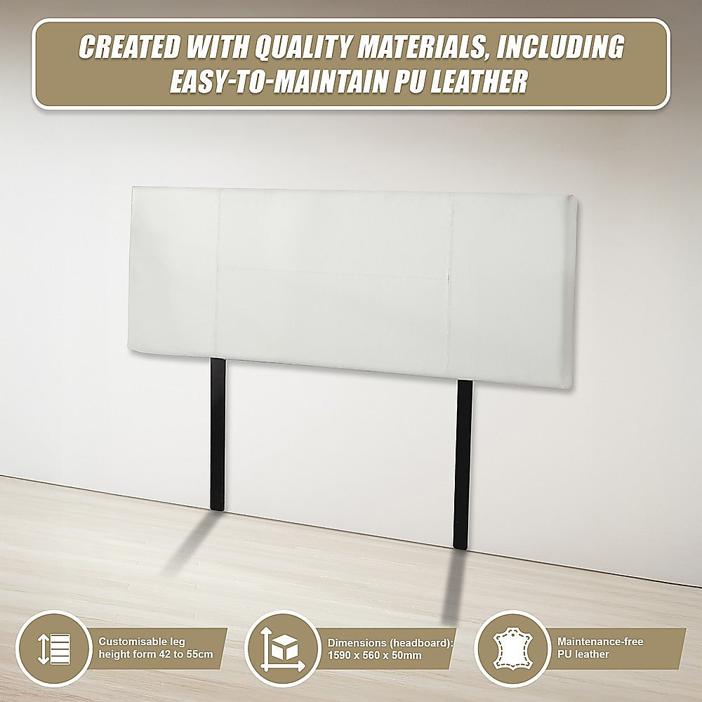 Headboards: PU Leather Queen Bed Headboard Bedhead - White