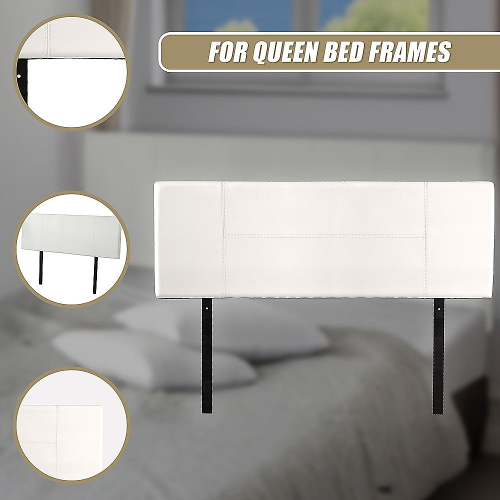 Headboards: PU Leather Queen Bed Headboard Bedhead - White