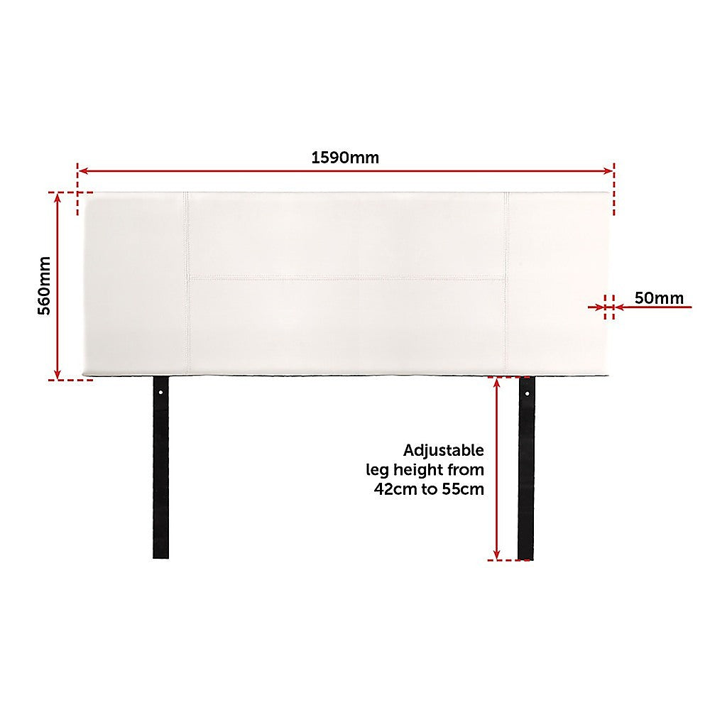 Headboards: PU Leather Queen Bed Headboard Bedhead - White