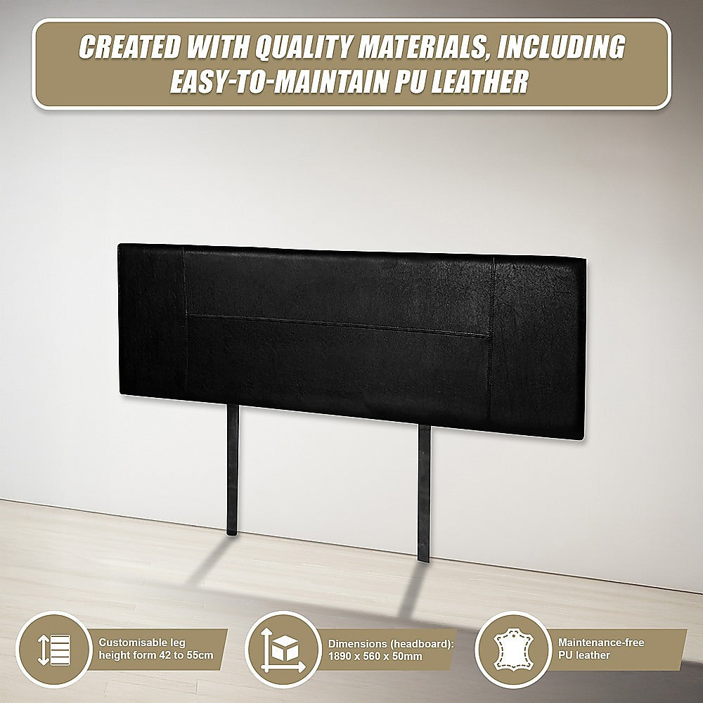 Headboards: PU Leather King Bed Headboard Bedhead - Black